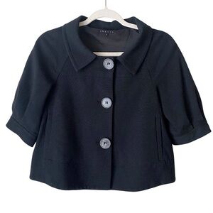 Theory | Cropped Swing Jacket Oversized Buttons Collared Evening Black Small